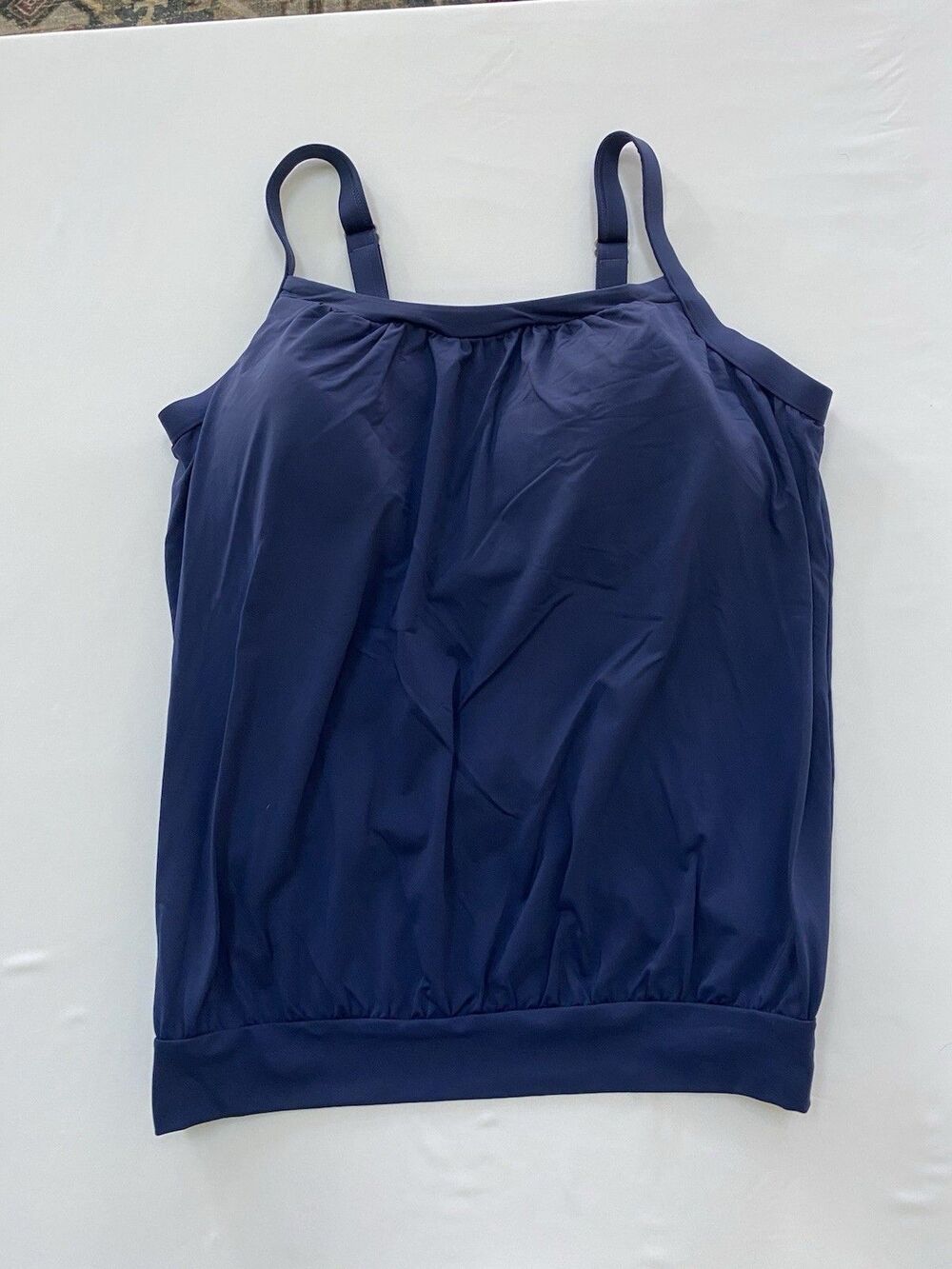 Lands' End Navy Blue Square Neck Tankini Top - Size 18